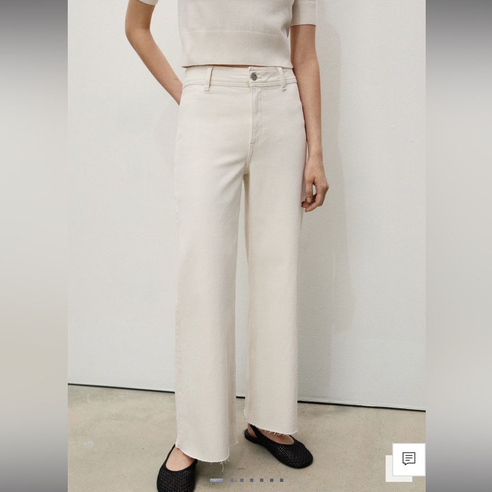 NWT Mango CATHERIN CULOTTE HIGH-RISE JEANS, size US 6, off white